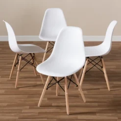 Set Of 4 Sydnea Mid Century Modern Acrylic Wood Finished Dining Chairs White - Baxton Studio -Baxton Studio GUEST 46b5ed3c 137c 4cf8 91a0 3982f96c8022