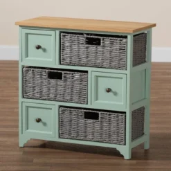Valtina Two-Tone Wood 3 Drawer Storage Unit With Baskets Oak Brown/Gray/Mint Green - Baxton Studio 17 Valtina Two-Tone Wood 3 Drawer Storage Unit With Baskets Oak Brown/Gray/Mint Green - Baxton Studio -Baxton Studio GUEST 46ba713b fbe3 4c8a 8322 e00d300f569e