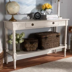 Ariella Whitewashed 1 Drawer Console Table White - Baxton Studio 18 Ariella Whitewashed 1 Drawer Console Table White - Baxton Studio -Baxton Studio GUEST 46d2aaf5 5222 4d0b 9129 0323978e1c37