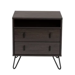 Glover Wood And Metal 2 Drawer Nightstand Brown/Gold - Baxton Studio -Baxton Studio GUEST 46d3a133 4b2d 4470 ab90 ef2d81d1dccc
