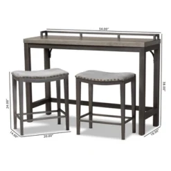 3pc Noll Upholstered Metal Counter Height Dining Set Gray - Baxton Studio -Baxton Studio GUEST 46ddfea0 0991 4421 a242 d91eeb69269f