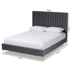 Serrano Velvet Fabric Upholstered And Metal Platform Bed - Baxton Studio -Baxton Studio GUEST 470fff7a 4ce0 4f38 8a40 7d91b8e6b99d