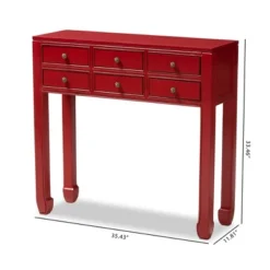 Pomme Accent 6 Drawer Console Table Red - Baxton Studio -Baxton Studio GUEST 472f6c05 82a3 4906 9f3e 11297b8ba964