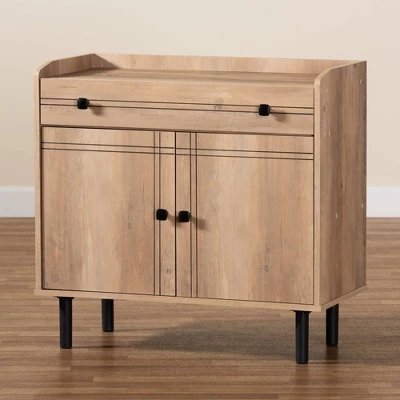 Patterson Wood 2 Door Kitchen Storage Cabinet Oak Brown - Baxton Studio 9 Patterson Wood 2 Door Kitchen Storage Cabinet Oak Brown - Baxton Studio - Image 7