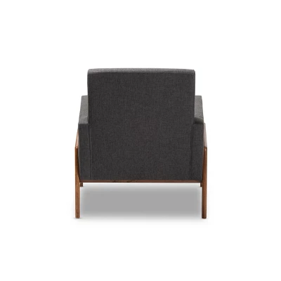 Perris Fabric Upholstered Walnut Wood Lounge Chair - Baxton Studio 5 Perris Fabric Upholstered Walnut Wood Lounge Chair - Baxton Studio - Image 3