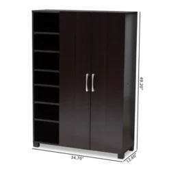 Marine Finished 2 Door Wood Entryway Shoe Storage Cabinet With Open Shelves Brown - Baxton Studio -Baxton Studio GUEST 483d6b48 0690 4989 88d1 424e47f9072f