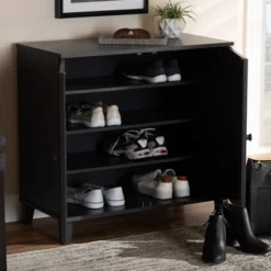 Shelf Wood Shoe Storage Cabinet Glidden Finished Dark Gray - Baxton Studio -Baxton Studio GUEST 487b3bea b7d9 4708 8d32 ad9494f713c6