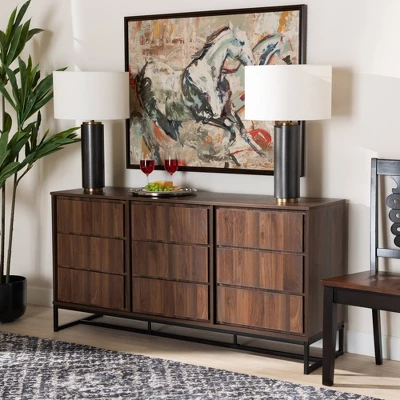 Neil Wood And Metal Dining Room Buffet Brown/Black - Baxton Studio 8 Neil Wood And Metal Dining Room Buffet Brown/Black - Baxton Studio - Image 6