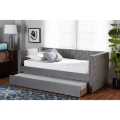 Larkin Velvet Fabric Upholstered Daybed With Trundle - Baxton Studio -Baxton Studio GUEST 48cf380c 88a8 460d 89ed d88506ed5779