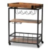 Cerne Oak And Finished Mobile Metal Bar Cart With Wine Bottle Rack Brown - Baxton Studio -Baxton Studio GUEST 4907d35c 8988 4c22 b310 03b6de2a288b