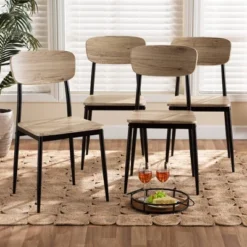 4pc Honore Wood And Metal Dining Chair Set Light Brown/Black - Baxton Studio 13 4pc Honore Wood And Metal Dining Chair Set Light Brown/Black - Baxton Studio -Baxton Studio GUEST 49253c40 bcce 45d0 a1ed 310403206ece