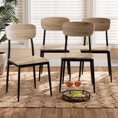 4pc Honore Wood And Metal Dining Chair Set Light Brown/Black - Baxton Studio 7 4pc Honore Wood And Metal Dining Chair Set Light Brown/Black - Baxton Studio - Image 5