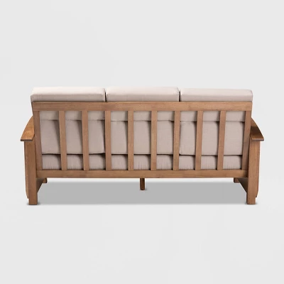 Charlotte Fabric Upholstered Wood 3 Seater Sofa Taupe/Brown - Baxton Studio 5 Charlotte Fabric Upholstered Wood 3 Seater Sofa Taupe/Brown - Baxton Studio - Image 3