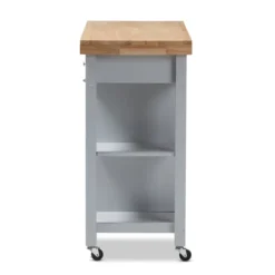Hayward Coastal And Farmhouse Natural Wood Kitchen Cart White, Light Brown - Baxton Studio -Baxton Studio GUEST 498235f9 0741 4c44 8350 d1d7ae902355