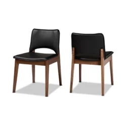 2pc Afton Faux Leather Upholstered And Wood Dining Chair Set - Baxton Studio -Baxton Studio GUEST 498f2c98 2152 4cfa a671 5a5b5093a992