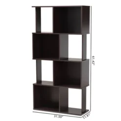 61.42" Riva Geometric Wood Bookshelf Dark Brown - Baxton Studio -Baxton Studio GUEST 49d28931 b0e3 4582 9b62 d8c07a10822f