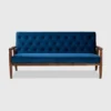 Sorrento Velvet Upholstered Wooden 3 Seater Sofa Navy Blue/Brown - Baxton Studio -Baxton Studio GUEST 4a6dfaf9 94e8 43b0 875f c5b855c652f8