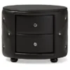 Davina Hollywood Glamour Style Oval 2 - Drawer Faux Leather Upholstered Nightstand - Baxton Studio -Baxton Studio GUEST 4aebca64 533b 4650 9b58 602a506ebb9e