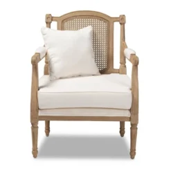 Clemence Upholstered Whitewashed Wood Accent Chair Ivory/Oak - Baxton Studio -Baxton Studio GUEST 4b0f1c3f 0cc1 4ca4 94d7 ba486192f177