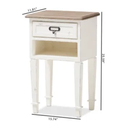 Dauphine 1 Drawer Provincial Style Oak And Distressed Finish Wood Nightstand White - Baxton Studio -Baxton Studio GUEST 4b3a304a 187e 40e0 937f bfde4972637e