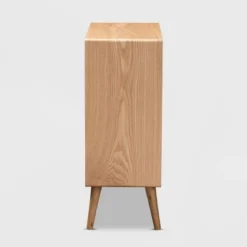 Alina Wood And Rattan 4 Drawer Accent Chest Oak - Baxton Studio -Baxton Studio GUEST 4c0093de 8e56 4f51 bd5b 4637a31ff05c