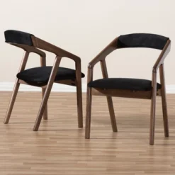 Set Of 2 Wendy Midcentury Modern Velvet And Walnut Wood Finishing Dining Chairs Dark Gray/ Brown - Baxton Studio -Baxton Studio GUEST 4c13cde8 8c72 4c99 8842 37bb2994835c