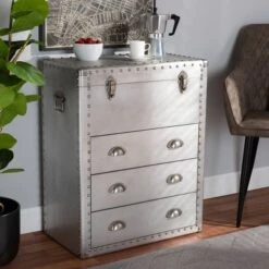 Serge Metal 3 Drawer Accent Storage Chest Silver - Baxton Studio -Baxton Studio GUEST 4c3348ff 29a5 400c ac92 c534b04ad31e