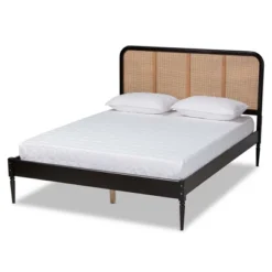 Queen Elston Wood And Synthetic Rattan Platform Bed - Baxton Studio -Baxton Studio GUEST 4c5a1b89 27d4 48f2 86fe f473f9b7e9ca
