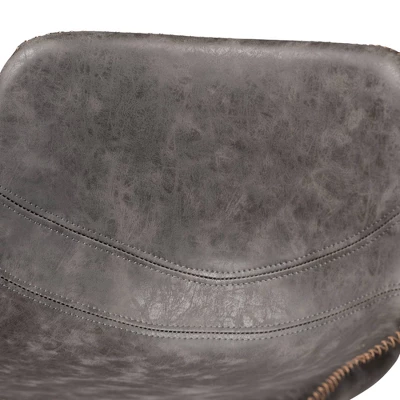 Set Of 2 Tani Faux Leather Upholstered Metal Barstools Gray/Black - Baxton Studio 5 Set Of 2 Tani Faux Leather Upholstered Metal Barstools Gray/Black - Baxton Studio - Image 3