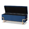 Parker Velvet Upholstered And Metal Storage Ottoman Blue/Gold - Baxton Studio -Baxton Studio GUEST 4cf7d1d4 7837 438c a59b fafabcc99e65