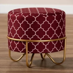 Candice Quatrefoil Velvet Upholstered Metal Ottoman Red - Baxton Studio 12 Candice Quatrefoil Velvet Upholstered Metal Ottoman Red - Baxton Studio -Baxton Studio GUEST 4d055384 5c2d 45e7 b18d ae5fd20c5534