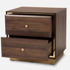 Cormac Wood And Metal 2 Drawer Nightstand - Baxton Studio -Baxton Studio GUEST 4e011027 af77 41e6 90a9 5de7c41e131f