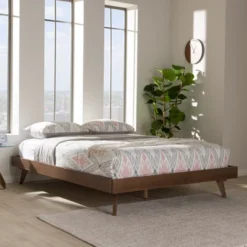 Jacob Mid - Century Modern Walnut Finished Solid Wood Bed Frame - Baxton Studio -Baxton Studio GUEST 4e3887f6 ec83 4a73 9c55 beb6760fe518