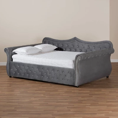 Abbie Velvet Fabric Upholstered Crystal Tufted Daybed - Baxton Studio 9 Abbie Velvet Fabric Upholstered Crystal Tufted Daybed - Baxton Studio - Image 7