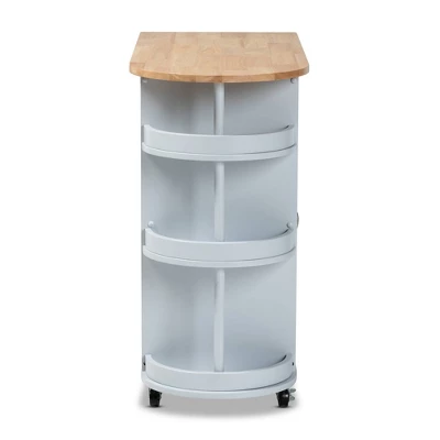 Donnie Wood Kitchen Storage Cart Light Gray/Natural - Baxton Studio 5 Donnie Wood Kitchen Storage Cart Light Gray/Natural - Baxton Studio - Image 3
