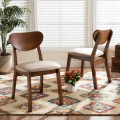 2pc Damara Fabric Upholstered And Wood Dining Chair Set - Baxton Studio -Baxton Studio GUEST 4fbb20fa b9aa 4967 9114 b7115d0eb76d
