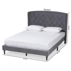 Joanna Velvet Fabric Upholstered And Wood Platform Bed - Baxton Studio 15 Joanna Velvet Fabric Upholstered And Wood Platform Bed - Baxton Studio -Baxton Studio GUEST 50202711 e1fc 4e69 8732 40913f7c89cd