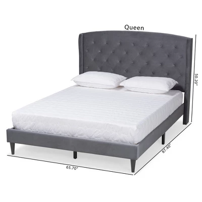 Joanna Velvet Fabric Upholstered And Wood Platform Bed - Baxton Studio 9 Joanna Velvet Fabric Upholstered And Wood Platform Bed - Baxton Studio - Image 7