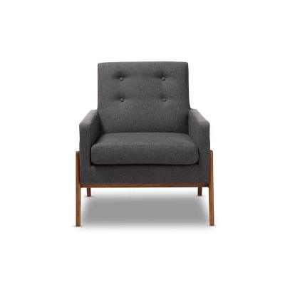 Perris Fabric Upholstered Walnut Wood Lounge Chair - Baxton Studio 3 Perris Fabric Upholstered Walnut Wood Lounge Chair - Baxton Studio