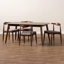 5pc Aeron Wood Dining Set Light Gray/Walnut - Baxton Studio -Baxton Studio GUEST 508698a1 4050 46fb b831 12dcf4d6290a