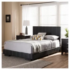 Full Atlas Modern And Contemporary Faux Leather Platform Bed Black - Baxton Studio -Baxton Studio GUEST 5116abce 3bbf 4f68 9604 d4b745cfa396