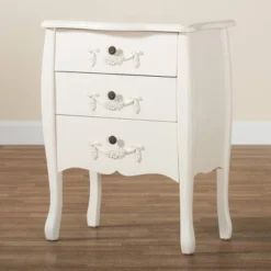 Eliya Wood 3 Drawer Storage Cabinet White - Baxton Studio -Baxton Studio GUEST 515a640a 41c0 4116 8c04 0592c132987e