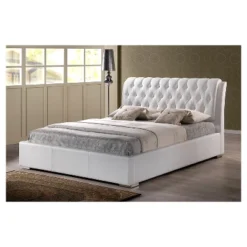 Bianca Modern Bed With Tufted Headboard - Baxton Studio