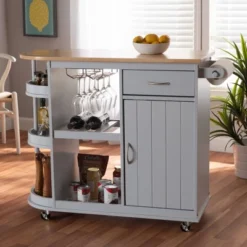 Donnie Wood Kitchen Storage Cart Light Gray/Natural - Baxton Studio 23 Donnie Wood Kitchen Storage Cart Light Gray/Natural - Baxton Studio -Baxton Studio GUEST 516e68d8 16da 48ab a6d8 8124b4016471
