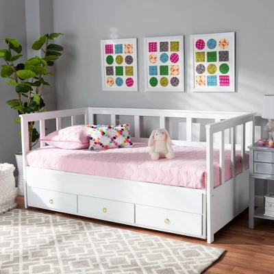 Twin To King Kendra Expandable Daybed With Storage Drawers White - Baxton Studio 12 Twin To King Kendra Expandable Daybed With Storage Drawers White - Baxton Studio - Image 10