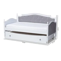 Twin Marlie Upholstered Daybed With Trundle Gray/White - Baxton Studio -Baxton Studio GUEST 51938ccc ff8e 4057 a29b 84734cd56ff9