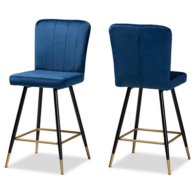 2pc Preston Two-Tone And Metal Bar Stool Set - Baxton Studio 11 2pc Preston Two-Tone And Metal Bar Stool Set - Baxton Studio - Image 9