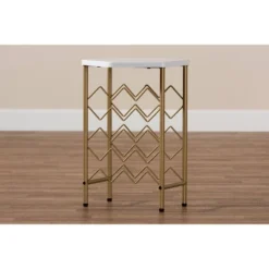 Phoebe Metal Wine Rack With Faux Marble Tabletop Gold - Baxton Studio -Baxton Studio GUEST 5224cb1c 51c0 45c0 8f23 06d07e9cc082