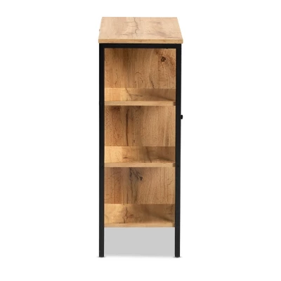 Vander Wood And Metal 1 Door Shoe Storage Cabinet Oak Brown/Black - Baxton Studio 5 Vander Wood And Metal 1 Door Shoe Storage Cabinet Oak Brown/Black - Baxton Studio - Image 3