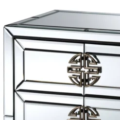 Laken 3 Drawers Mirrored Nightstand - Baxton Studio -Baxton Studio GUEST 524c124a 3e7e 4587 937f eca637653421
